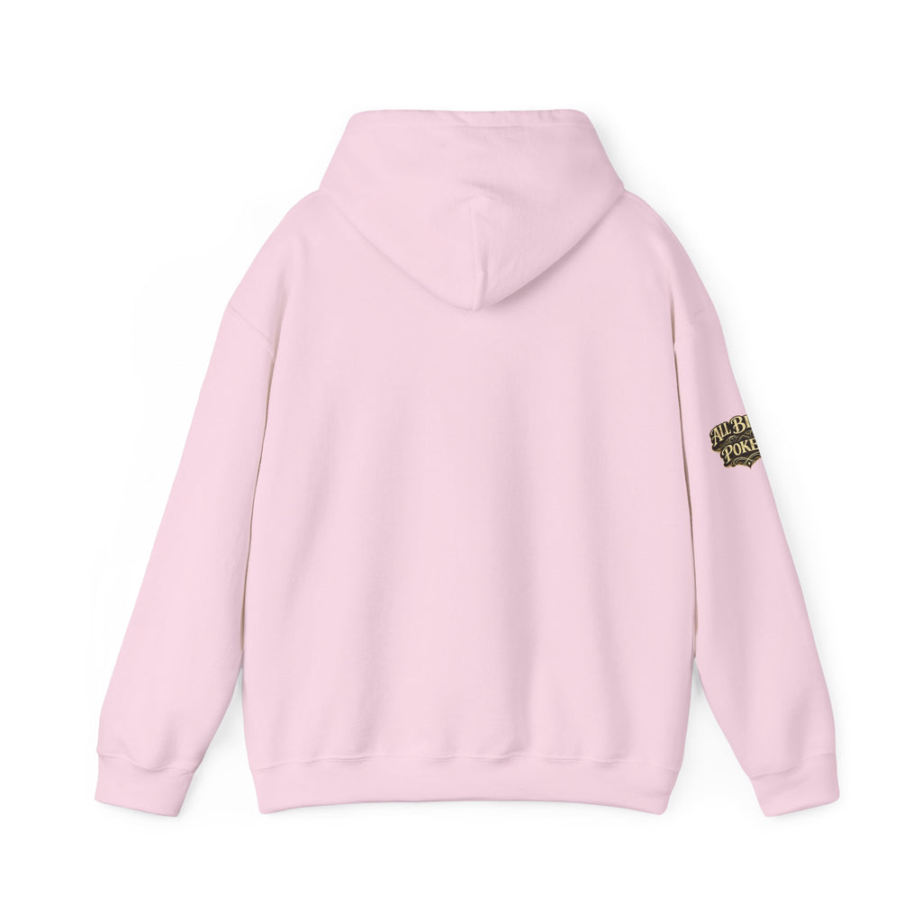 No Balls No Bluff Pullover Hoodie in Light Pink – Back Flat Lay | All Bluff Poker