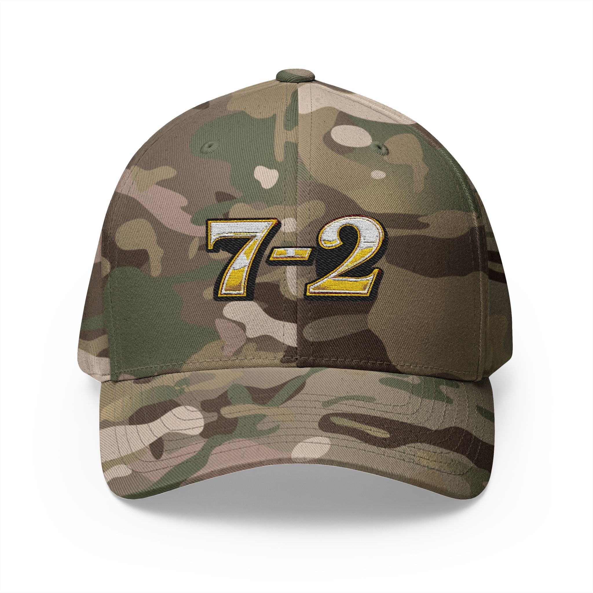 7-2 Style Fitted Cap in Multicam Green – Front View | All Bluff Poker