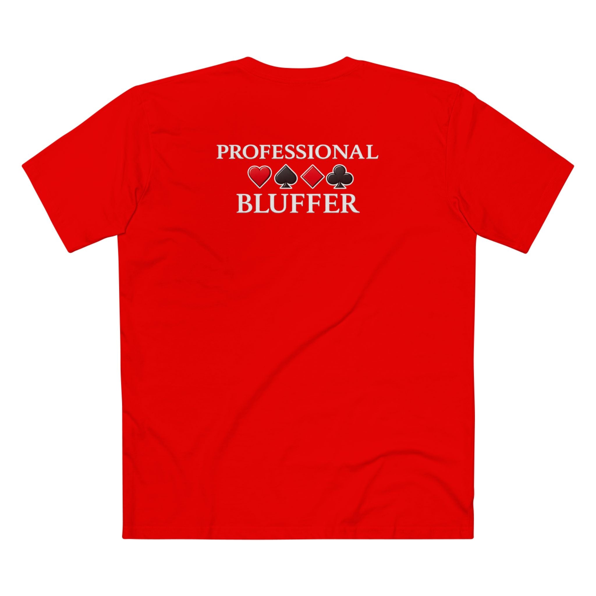 Professional Bluffer T-Shirt in Red – Back Flat Lay | All Bluff Poker