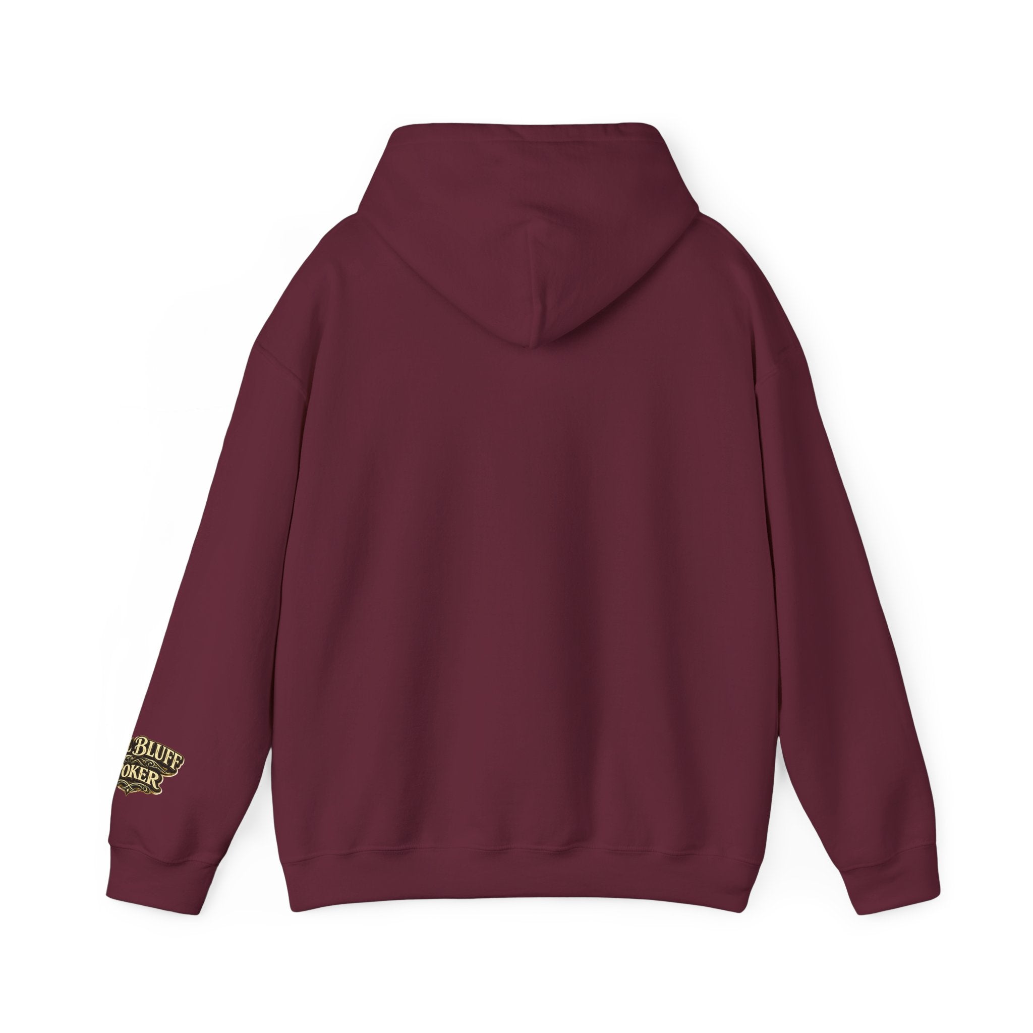 Professional Bluffer Pullover Hoodie in Maroon – Back Flat Lay | All Bluff Poker