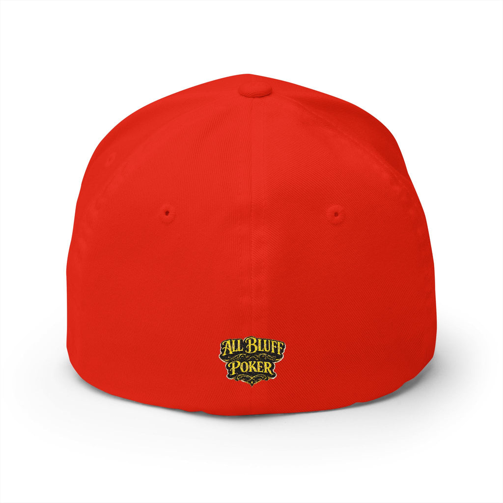 7-2 Style Fitted Cap in Red – Back View | All Bluff Poker
