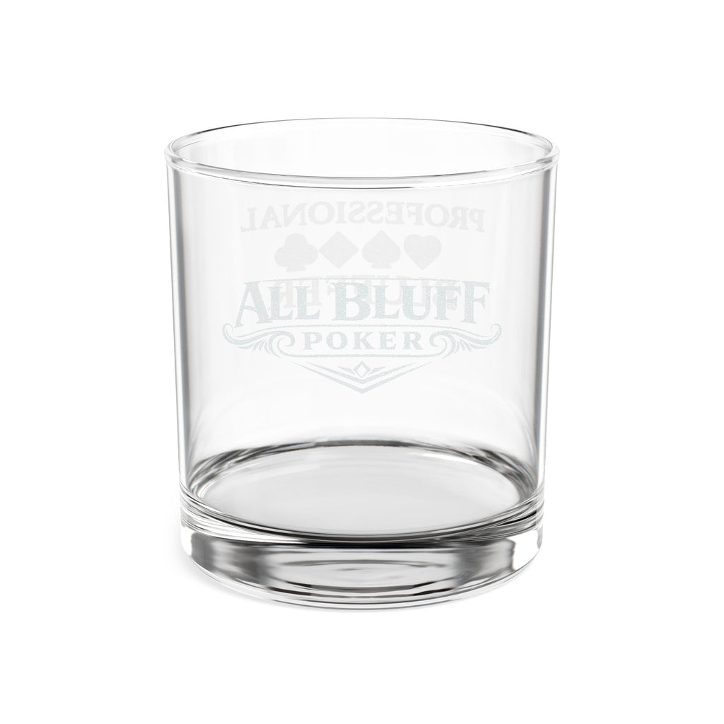 Professional Bluffer etched lowball whiskey glass with card suits — poker gift for him