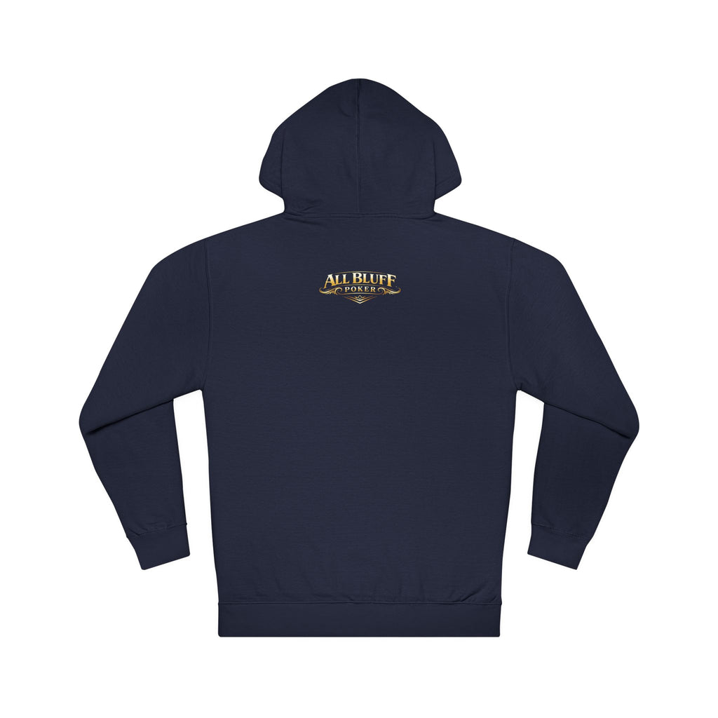 Professional Bluffer Pullover Hoodie in Classic Navy – Back Flat Lay | All Bluff Poker
