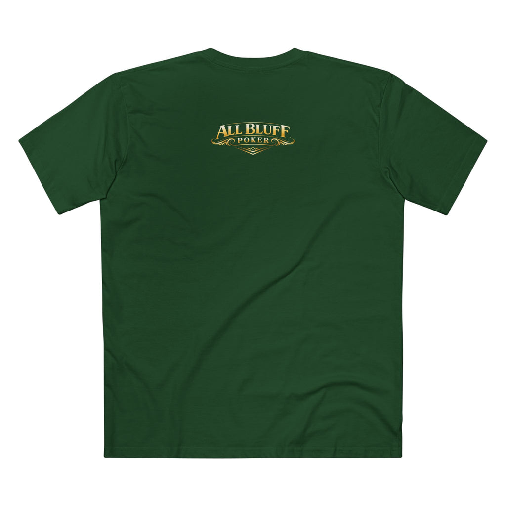 Professional Bluffer T-Shirt in Forest Green – Back Flat Lay | All Bluff Poker