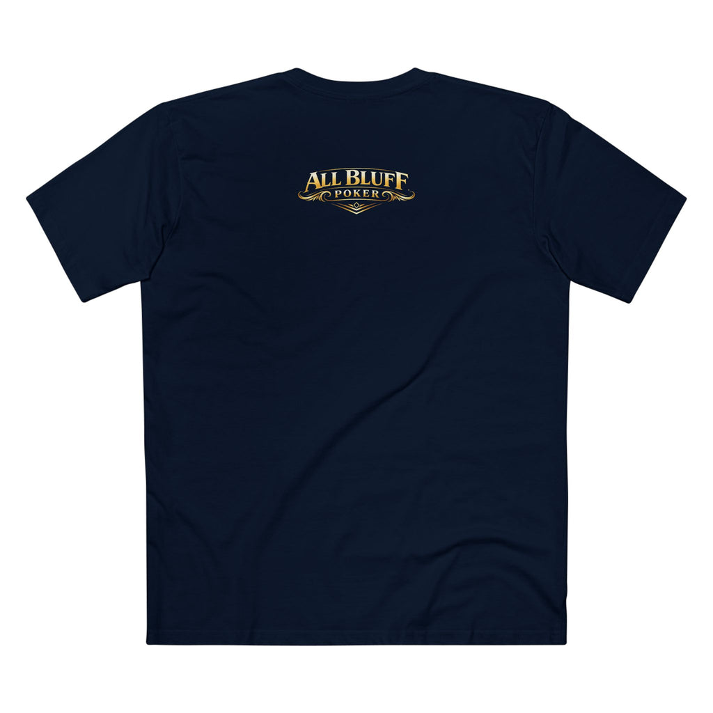 No Balls No Bluff T-Shirt in Navy – Back Flat Lay | All Bluff Poker