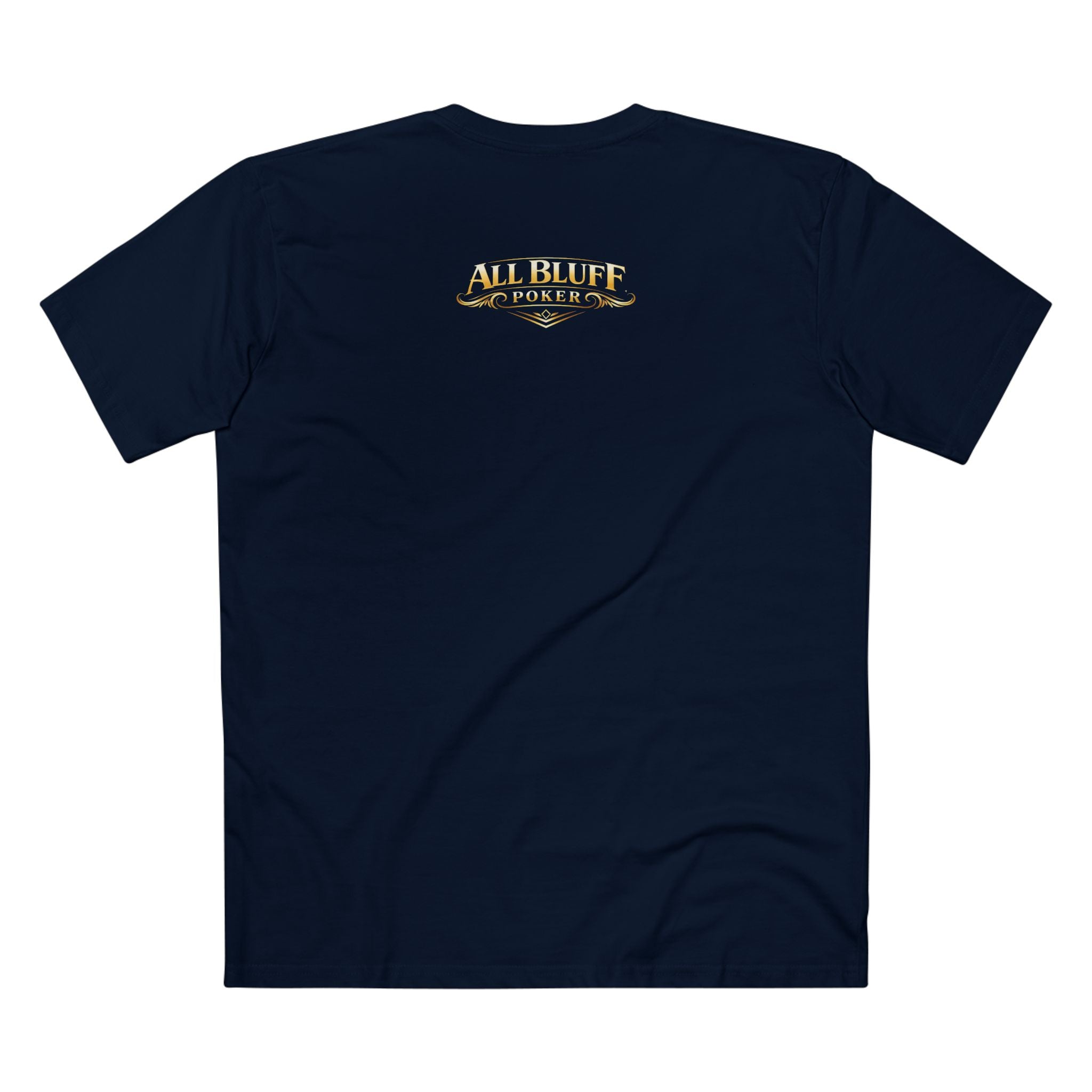 No Balls No Bluff T-Shirt in Navy – Back Flat Lay | All Bluff Poker