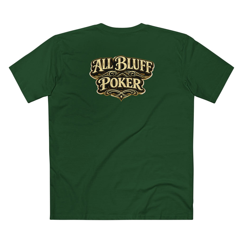 7-2 Style T-Shirt in Forest Green – Back Flat Lay | All Bluff Poker