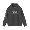 7-2 Style Pullover Hoodie in Dark Heather – Front Flat Lay with Right Sleeve Graphic | All Bluff Poker