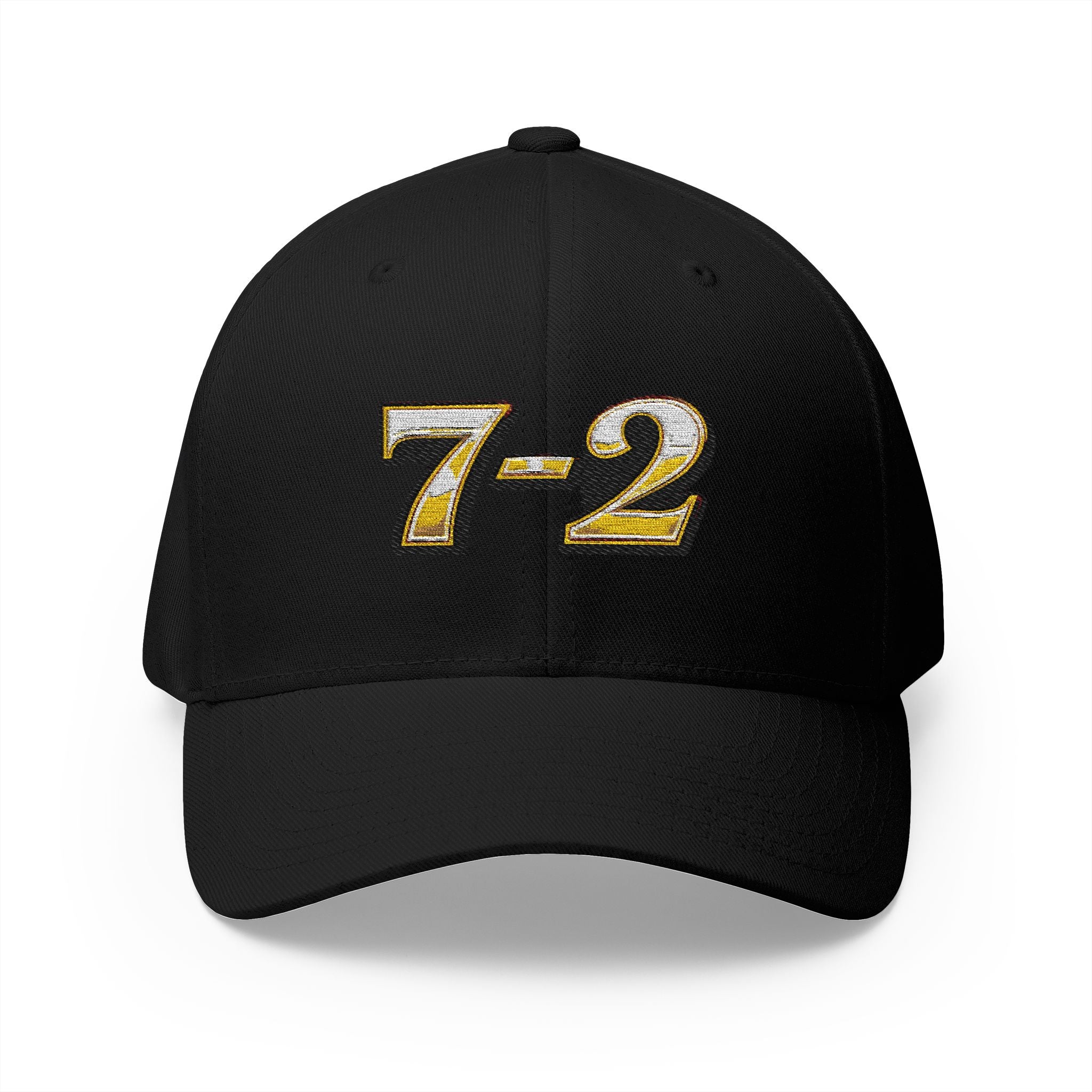 7-2 Style Fitted Cap in Black – Front View | All Bluff Poker