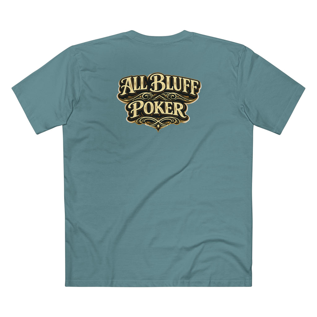 7-2 Style T-Shirt in Slate Blue – Back Flat Lay | All Bluff Poker