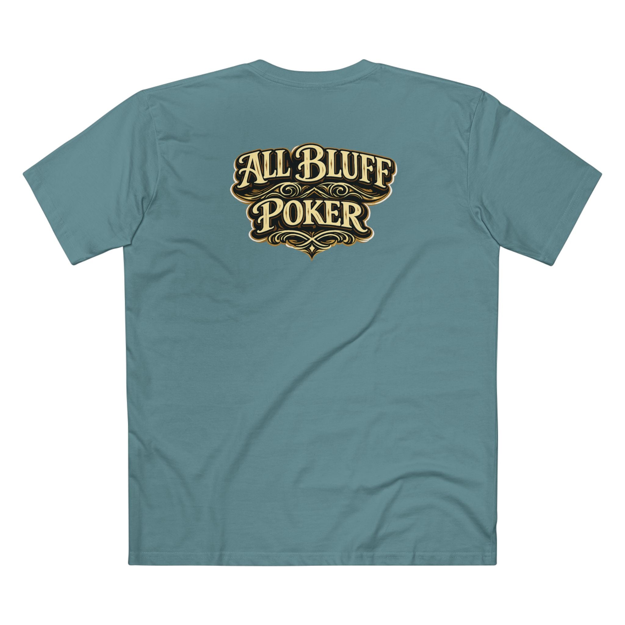 7-2 Style T-Shirt in Slate Blue – Back Flat Lay | All Bluff Poker