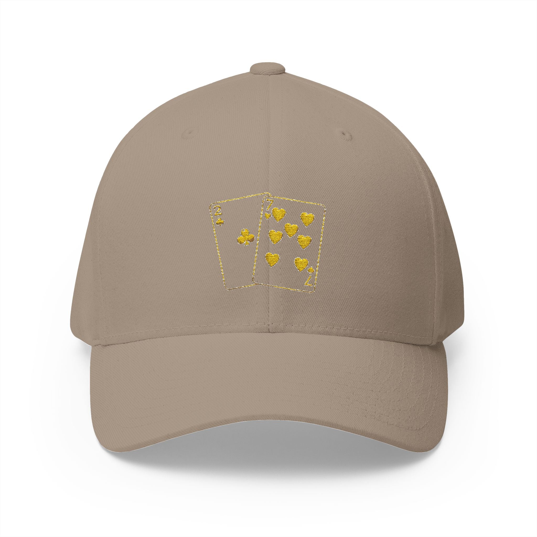 All Bluff Poker Fitted Cap in Khaki – Front View | All Bluff Poker