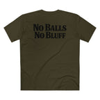 No Balls No Bluff T-Shirt in Army – Back Flat Lay | All Bluff Poker
