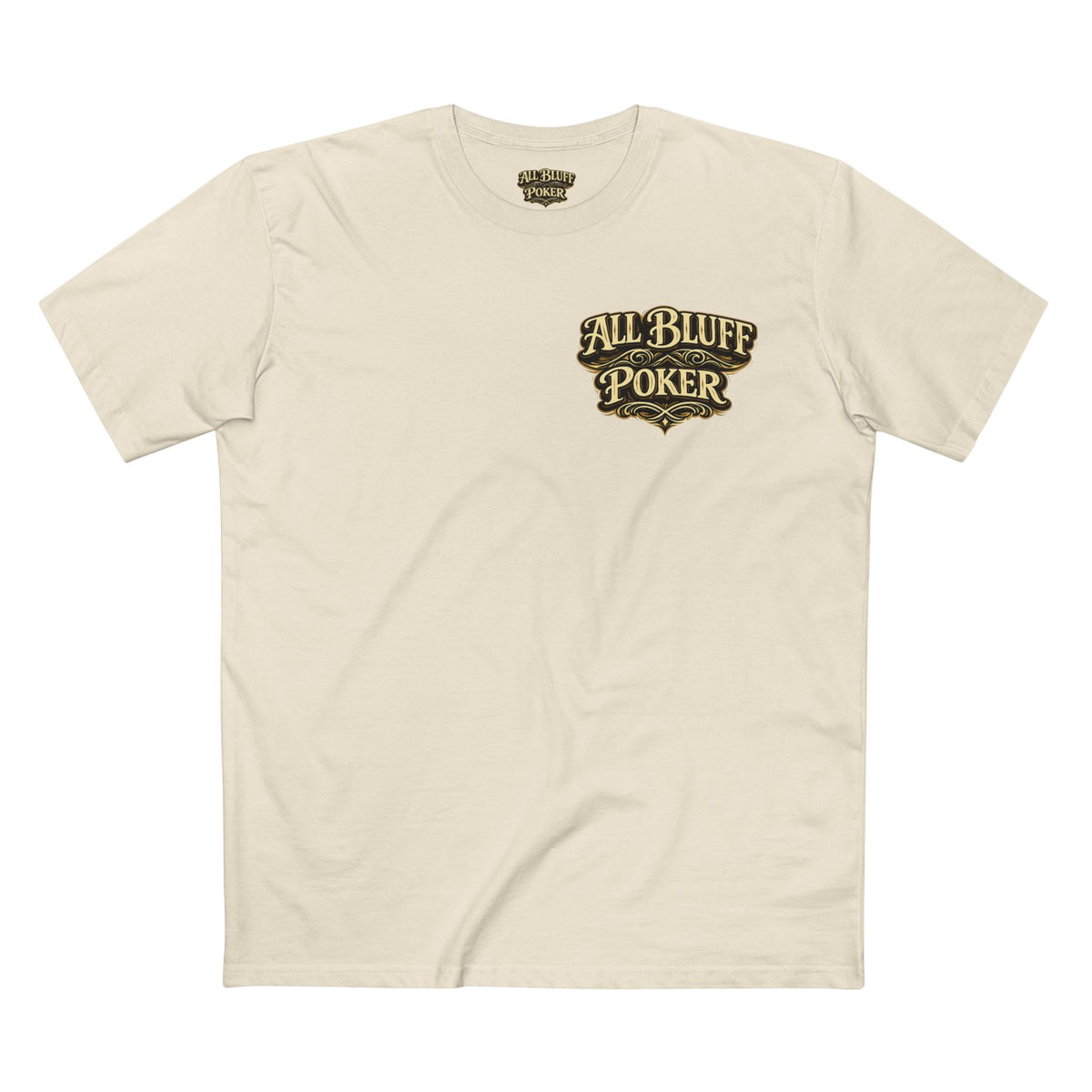 All Bluff Poker T-Shirt in Natural – Front Flat Lay | All Bluff Poker
