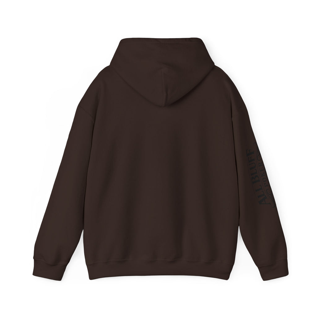All Bluff Poker Pullover Hoodie in Dark Chocolate – Back Flat Lay | All Bluff Poker