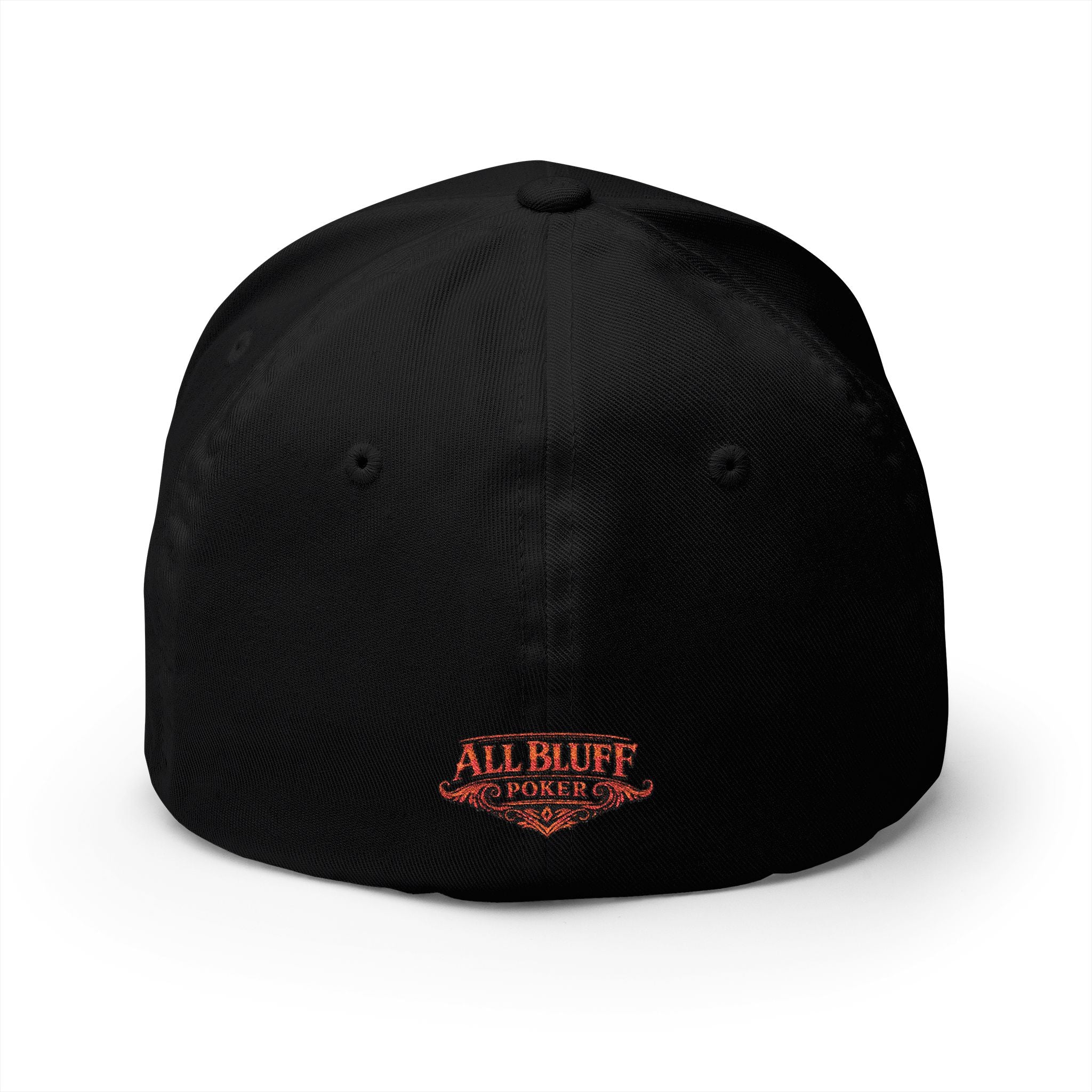 Professional Bluffer Fitted Cap in Black – Back View | All Bluff Poker