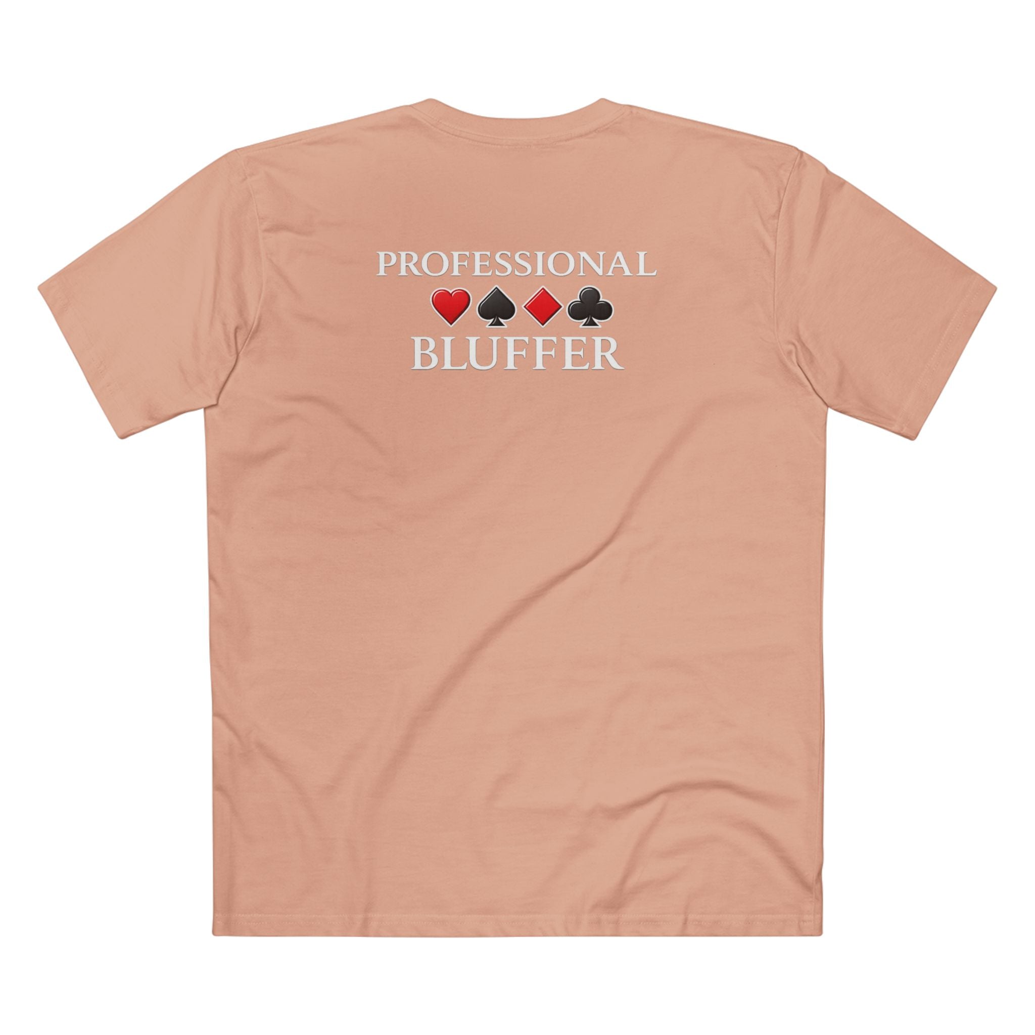 Professional Bluffer T-Shirt in Pale Pink – Back Flat Lay | All Bluff Poker