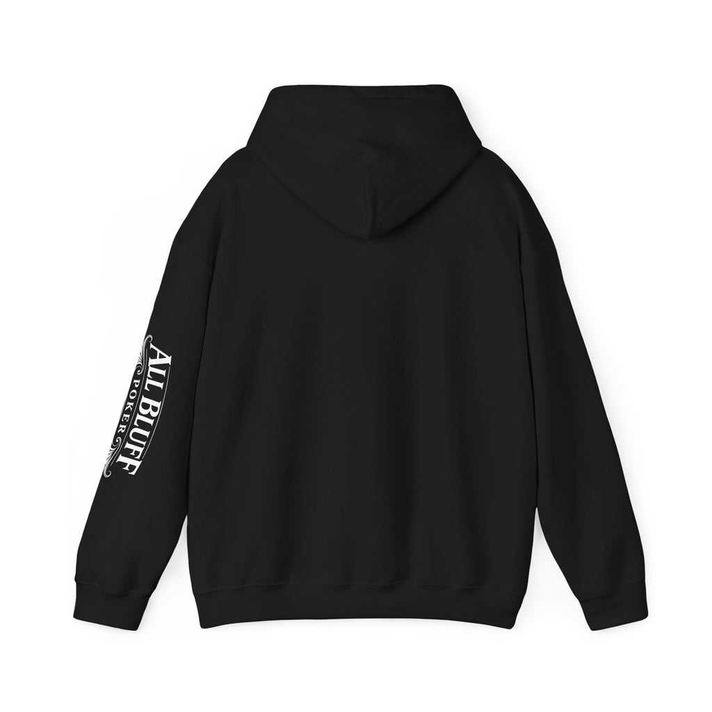 Professional Bluffer Pullover Hoodie in Black – Back Flat Lay | All Bluff Poker