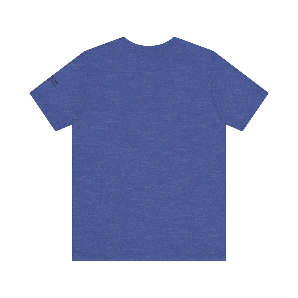 I'm a Bluffer Not a Fighter T-Shirt in Heather True Royal – Back Flat Lay | All Bluff Poker