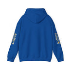 All Bluff Poker Pullover Hoodie in Royal – Back Flat Lay | All Bluff Poker

