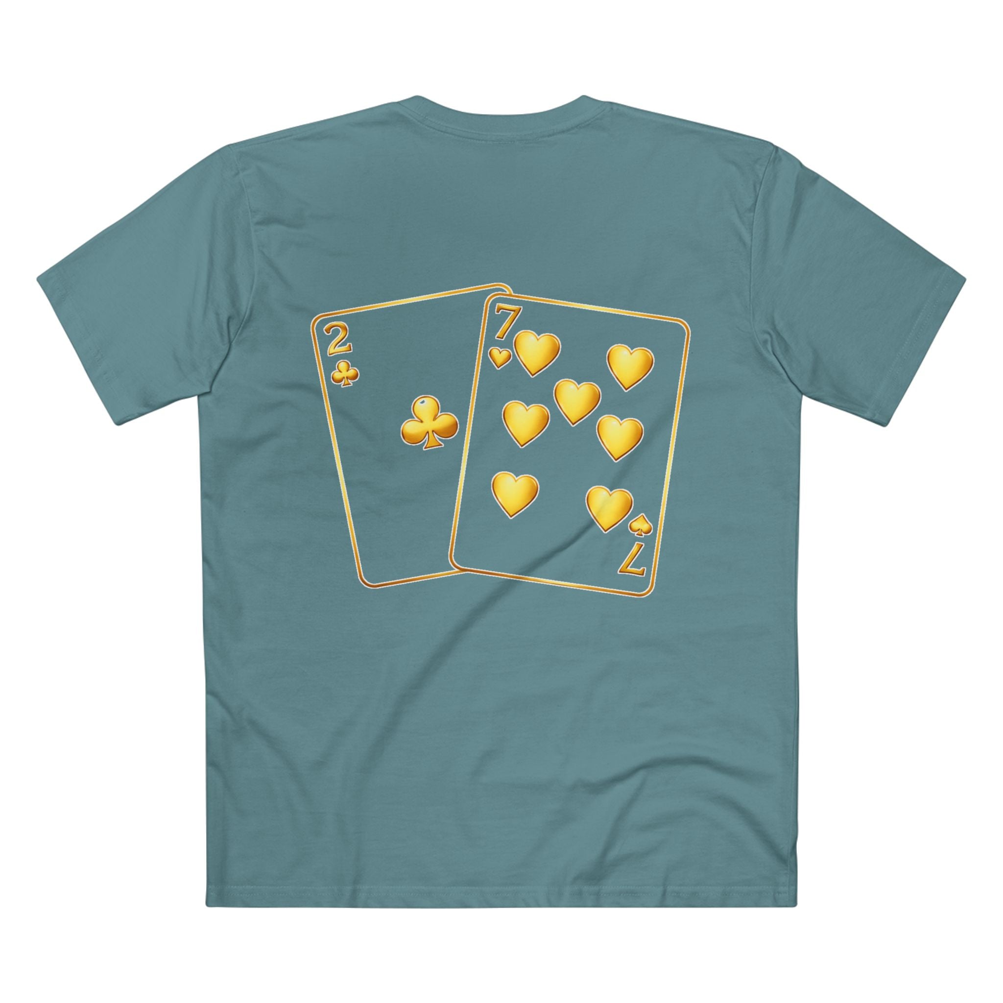 7-2 Style T-Shirt in Slate Blue – Back Flat Lay | All Bluff Poker