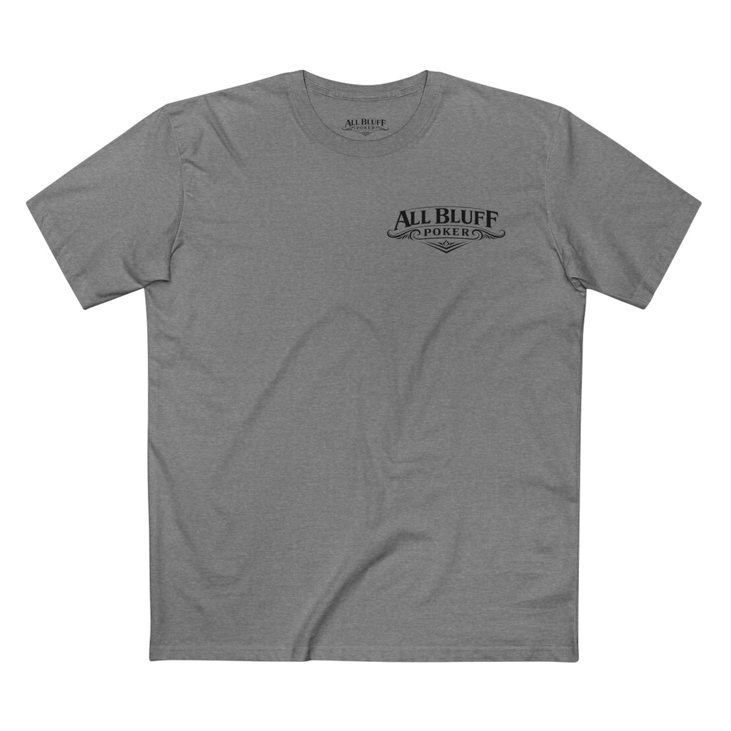Professional Bluffer T-Shirt in Athletic Heather – Front Flat Lay | All Bluff Poker