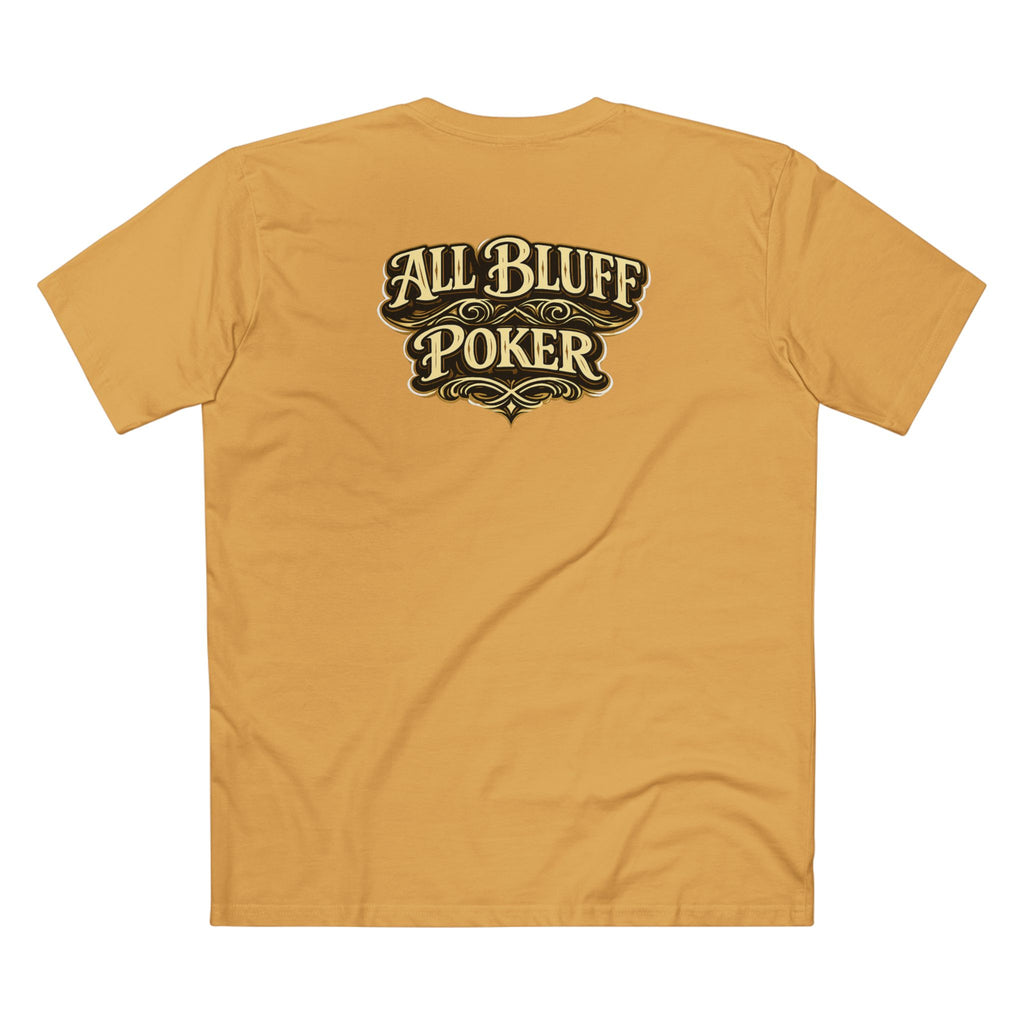 7-2 Style T-Shirt in Mustard – Back Flat Lay | All Bluff Poker