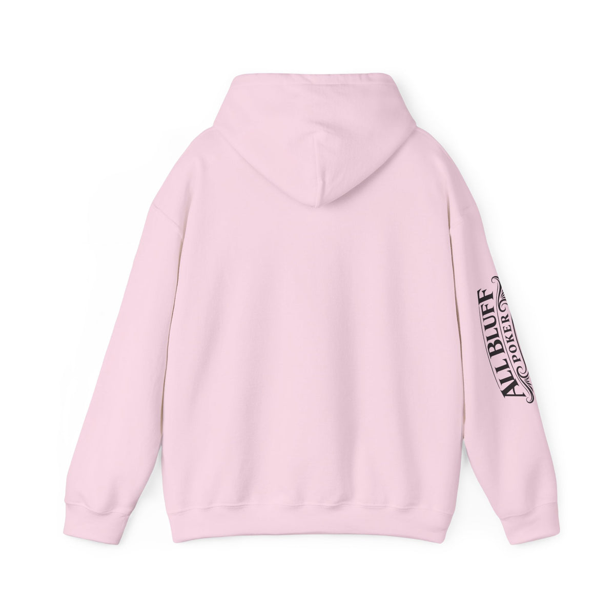 All Bluff Poker Pullover Hoodie in Light Pink – Back Flat Lay | All Bluff Poker