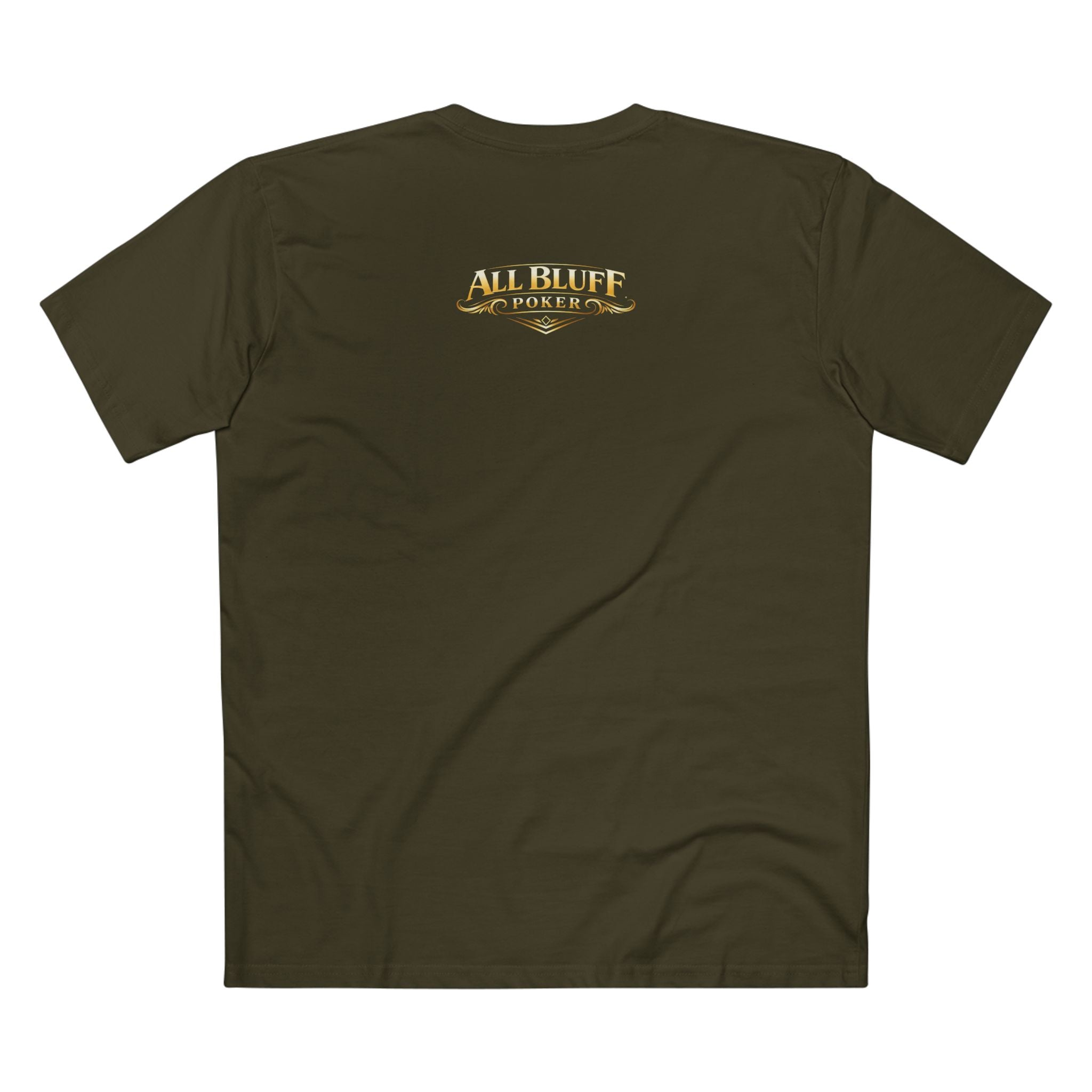 Professional Bluffer T-Shirt in Army – Back Flat Lay | All Bluff Poker