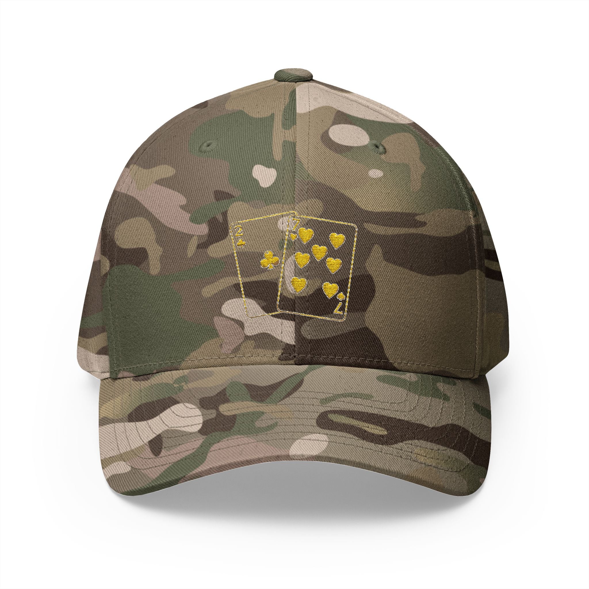 All Bluff Poker Fitted Cap in Multicam Green – Front View | All Bluff Poker