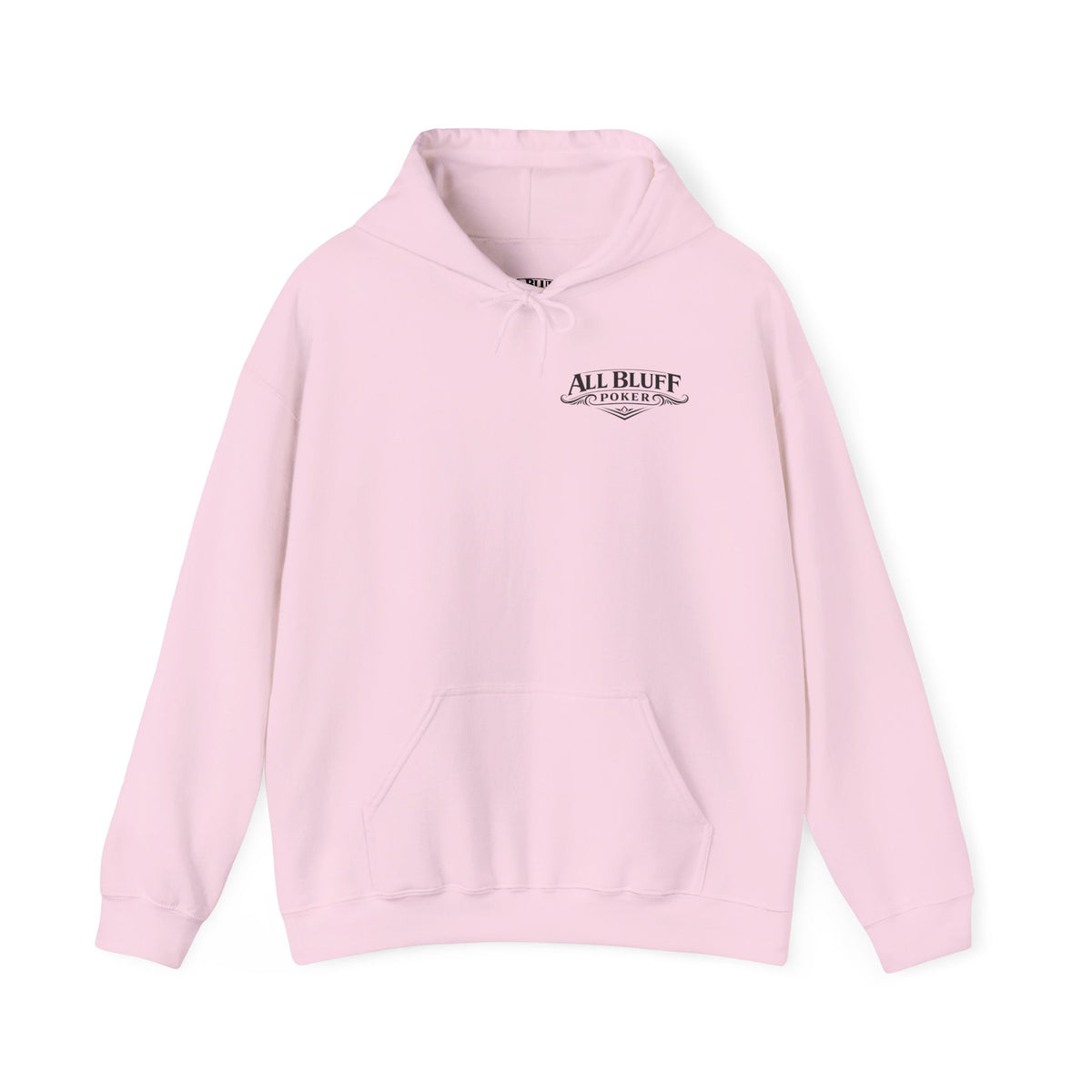 All Bluff Poker Pullover Hoodie in Light Pink – Front Flat Lay | All Bluff Poker