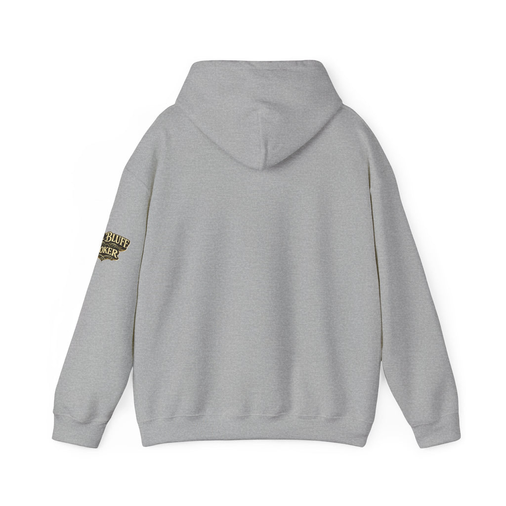 All Bluff Poker Pullover Hoodie in Sport Grey – Back Flat Lay | All Bluff Poker