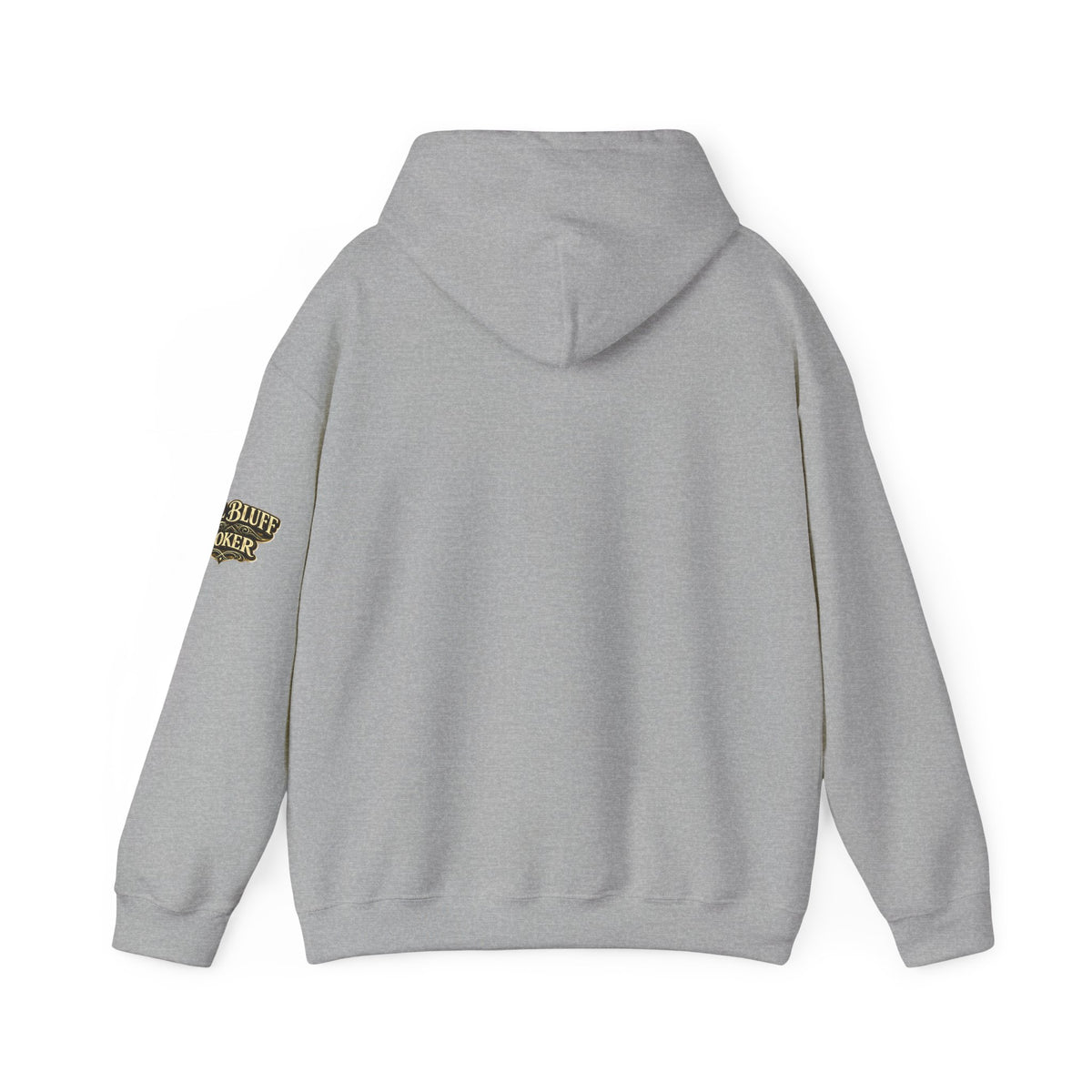 All Bluff Poker Pullover Hoodie in Sport Grey – Back Flat Lay | All Bluff Poker