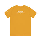 All Bluff No Fear T-Shirt in Mustard – Back Flat Lay | All Bluff Poker