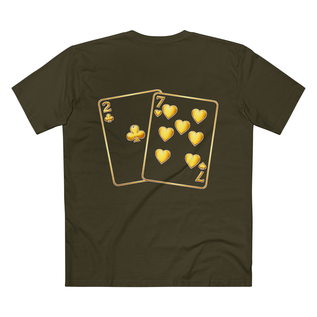 7-2 Style T-Shirt in Army – Back Flat Lay | All Bluff Poker