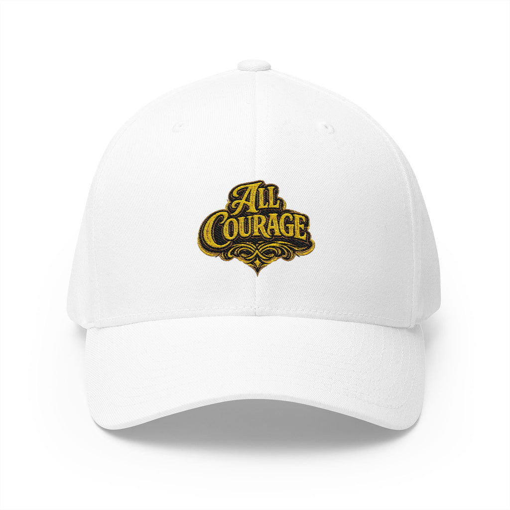 All Courage Fitted Cap in White – Front View | All Bluff Poker