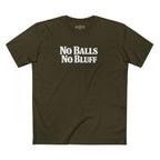 No Balls No Bluff T-Shirt in Army – Front Flat Lay | All Bluff Poker