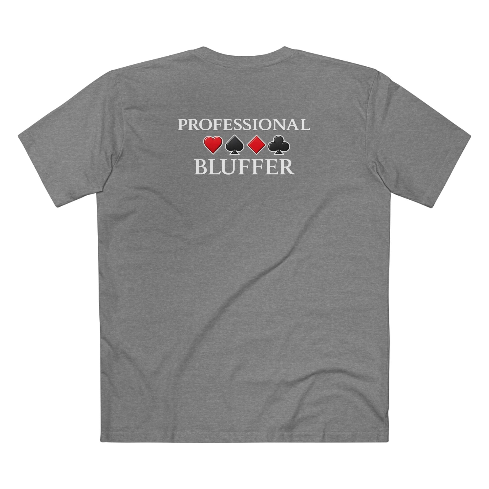 Professional Bluffer T-Shirt in Athletic Heather – Back Flat Lay | All Bluff Poker