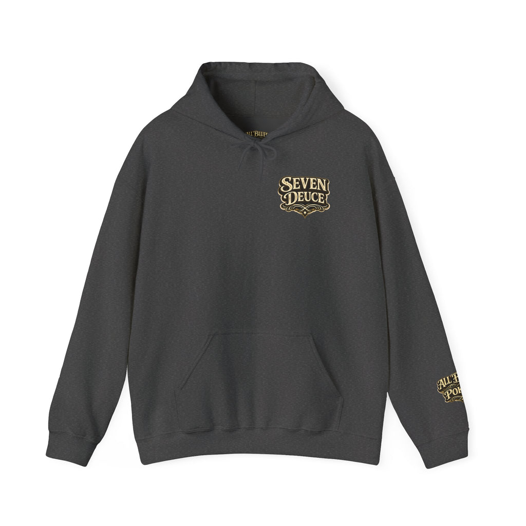 7-2 Style Pullover Hoodie in Dark Heather – Front Flat Lay | All Bluff Poker