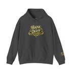 House of Bluff Pullover Hoodie in Dark Heather – Front Flat Lay | All Bluff Poker
