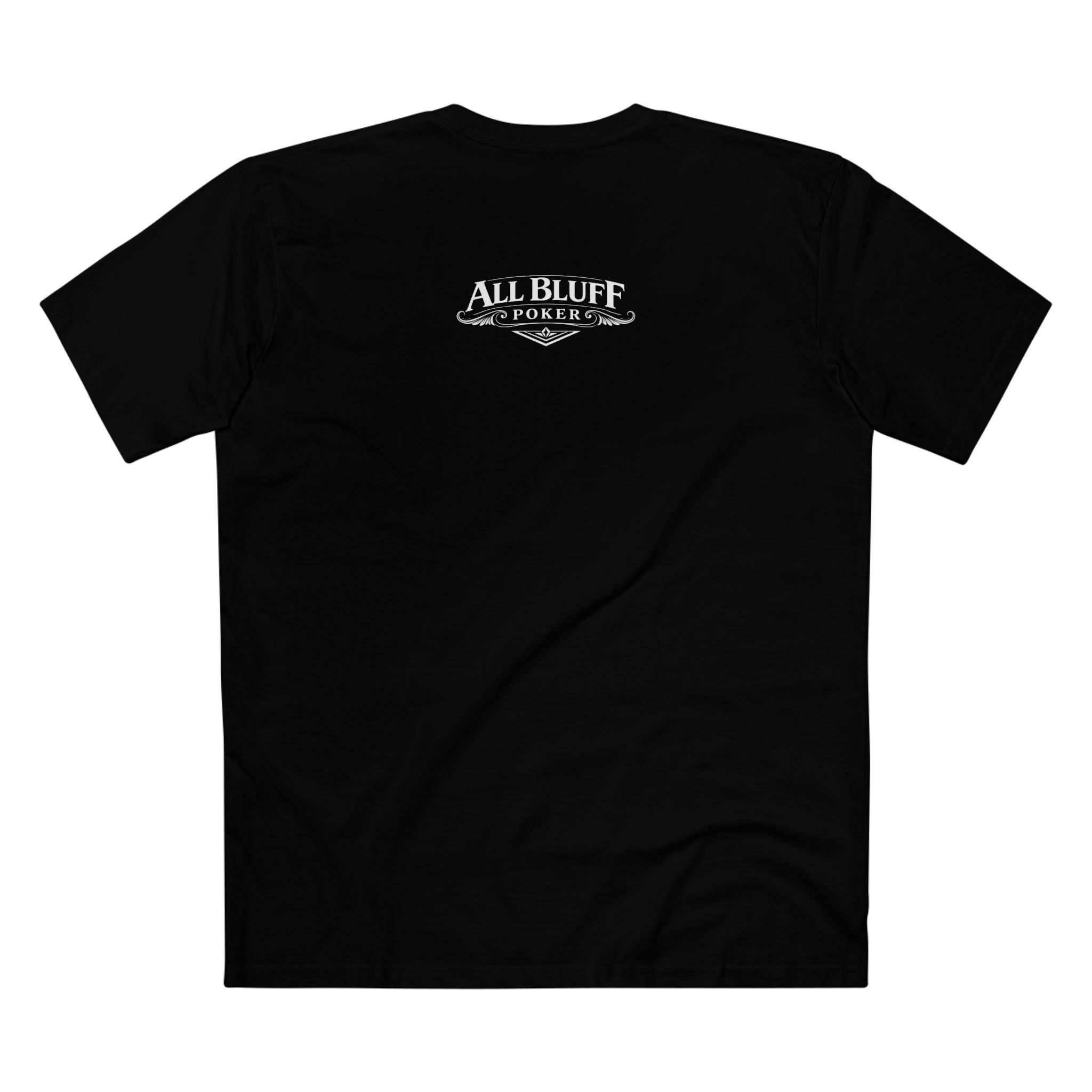 No Balls No Bluff T-Shirt in Black – Back Flat Lay | All Bluff Poker