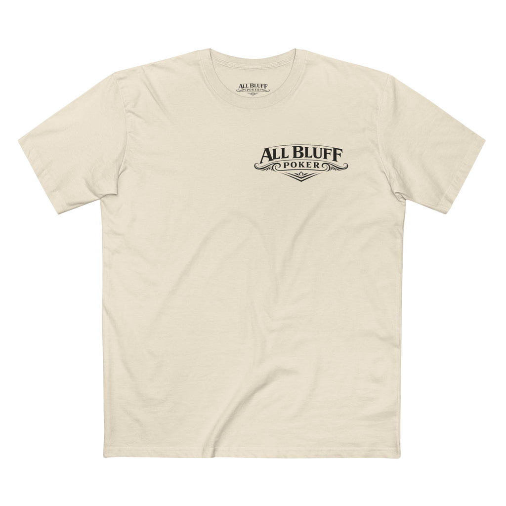 I'm a Bluffer Not a Fighter T-Shirt in Natural – Front Flat Lay | All Bluff Poker