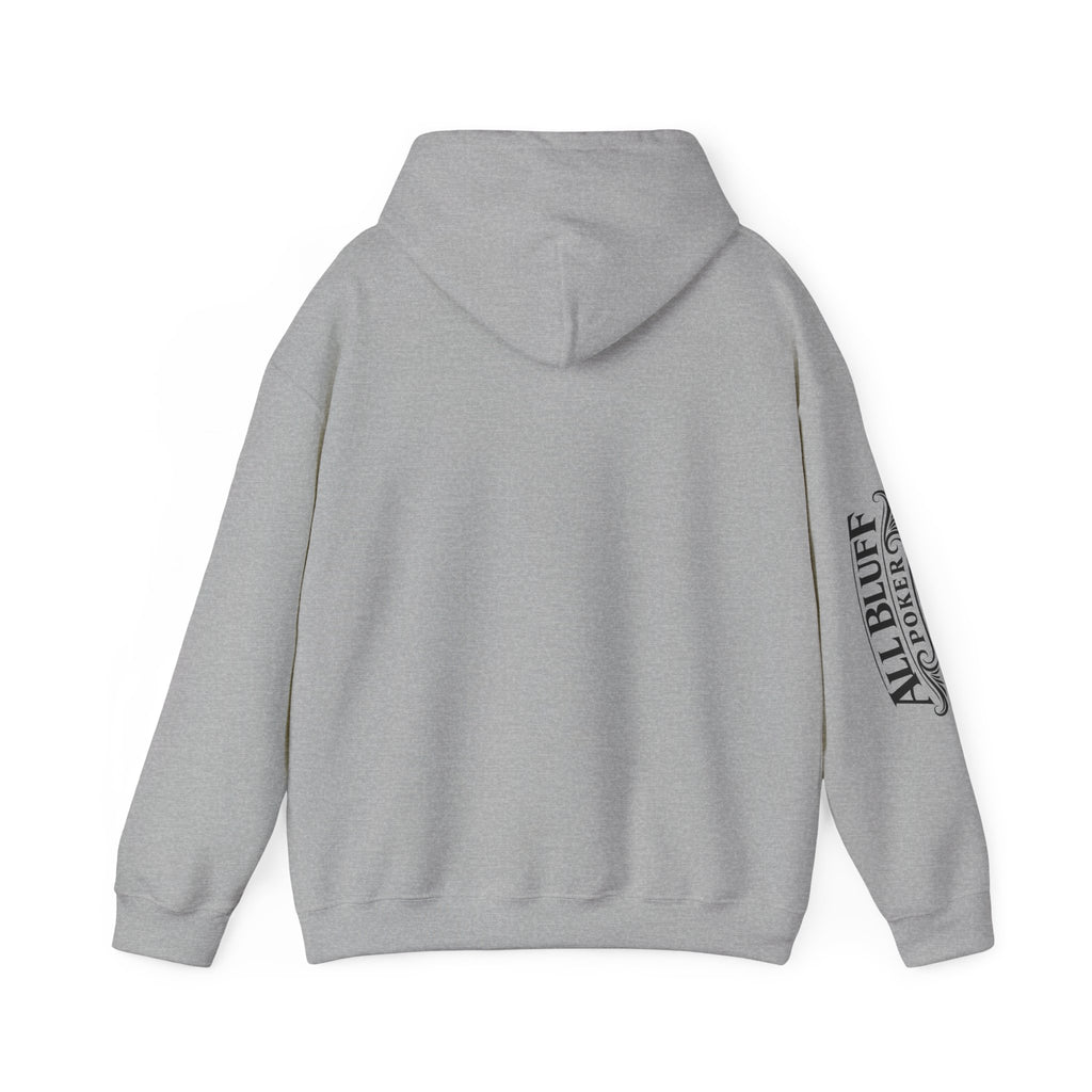 All Bluff Poker Pullover Hoodie in Sport Grey – Back Flat Lay | All Bluff Poker