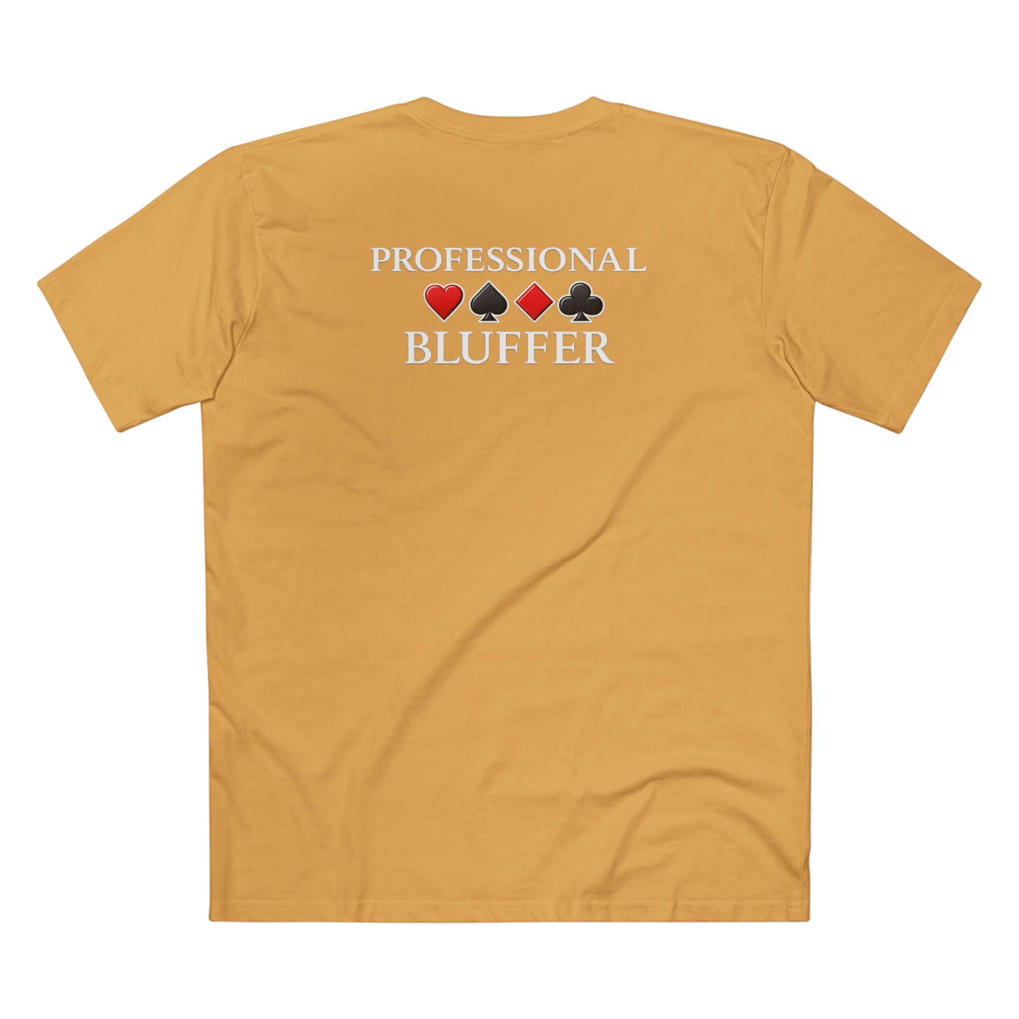 Professional Bluffer T-Shirt in Mustard – Back Flat Lay | All Bluff Poker