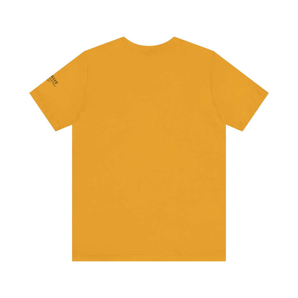 I'm a Bluffer Not a Fighter T-Shirt in Mustard – Back Flat Lay | All Bluff Poker