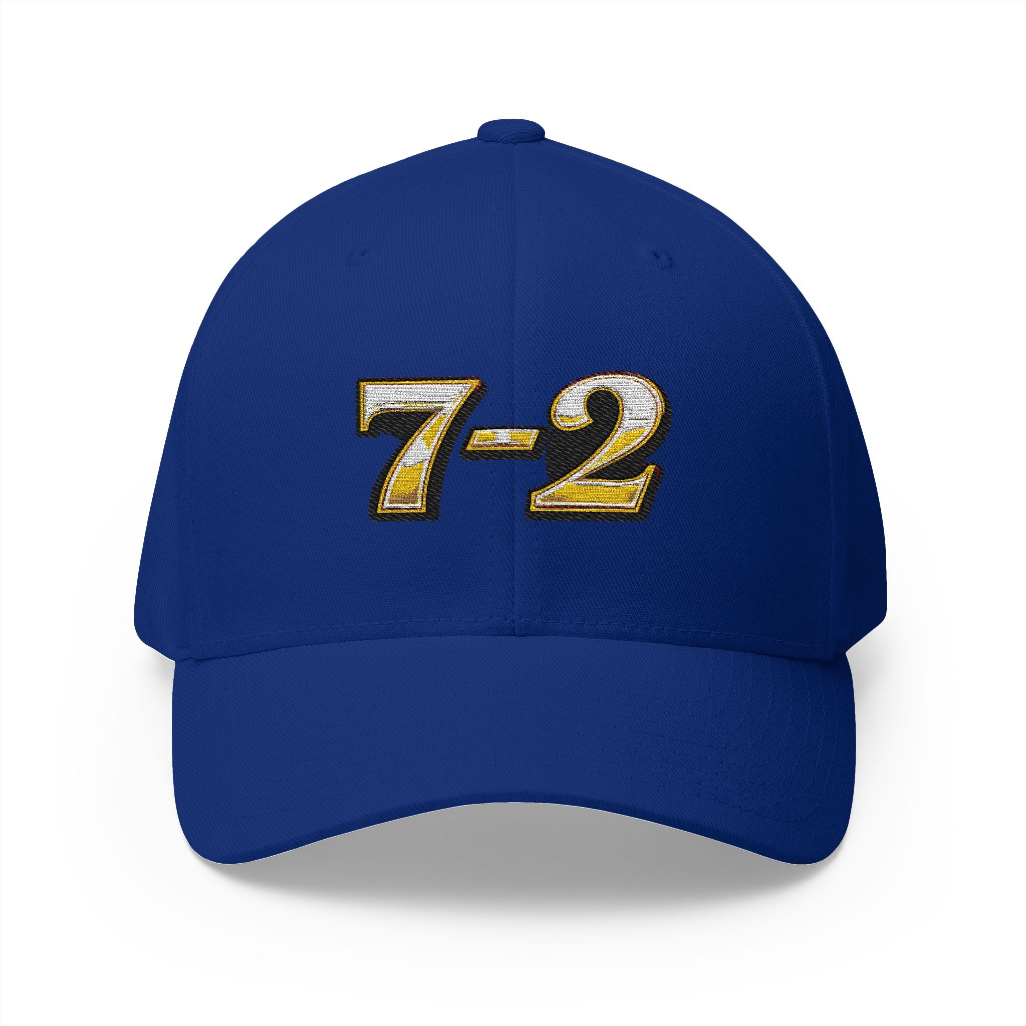 7-2 Style Fitted Cap in Royal Blue – Front View | All Bluff Poker