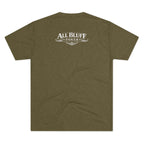 I'm a Bluffer Not a Fighter T-Shirt in Tri-Blend Military Green – Back Flat Lay | All Bluff Poker