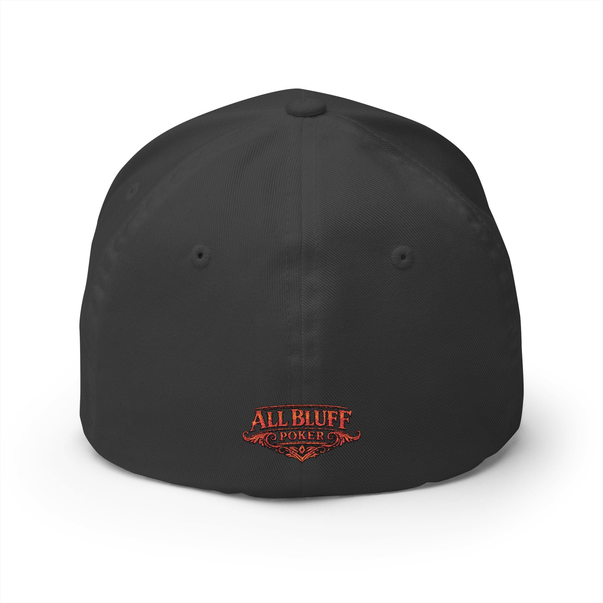 Professional Bluffer Fitted Cap in Dark Grey – Back View | All Bluff Poker