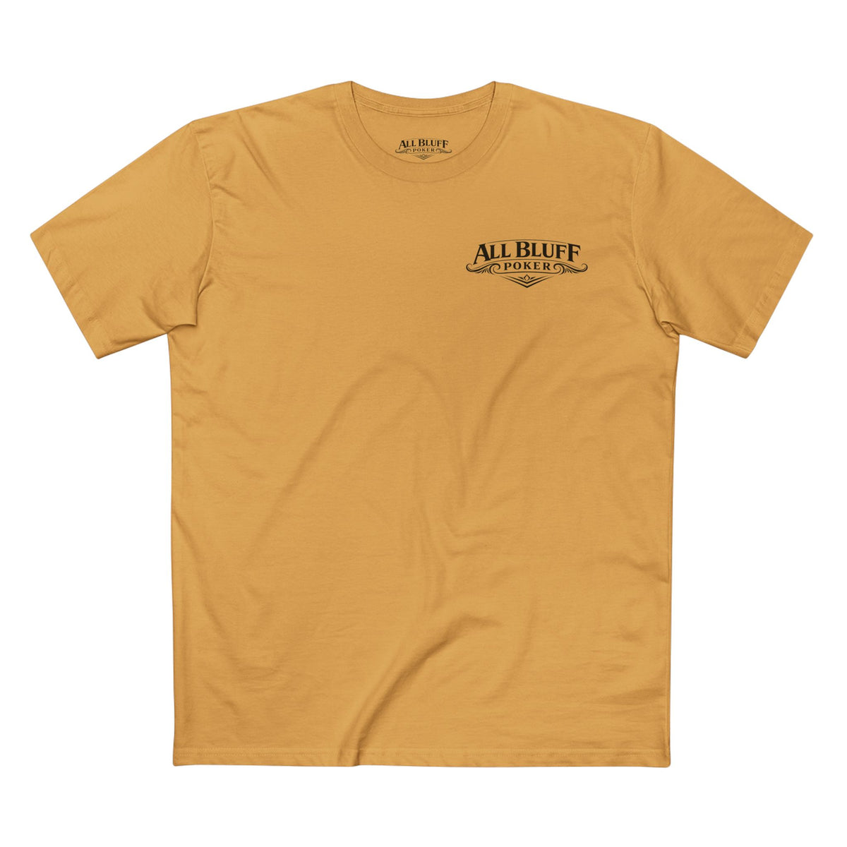I'm a Bluffer Not a Fighter T-Shirt in Mustard – Front Flat Lay | All Bluff Poker