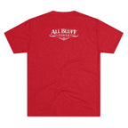 I'm a Bluffer Not a Fighter T-Shirt in Tri-Blend Vintage Red – Back Flat Lay | All Bluff Poker